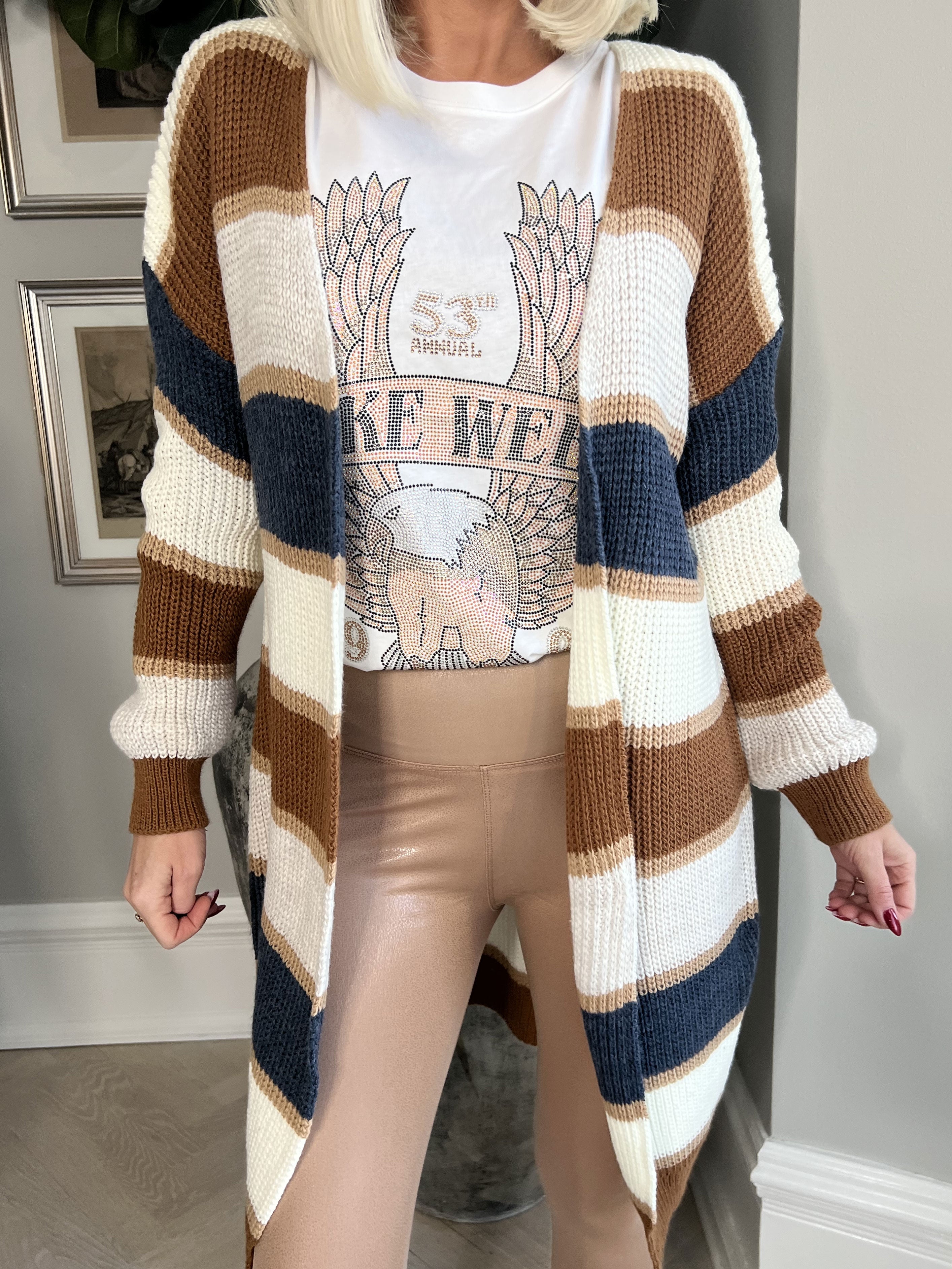 Nesrin - Multicolor randig stickad kofta